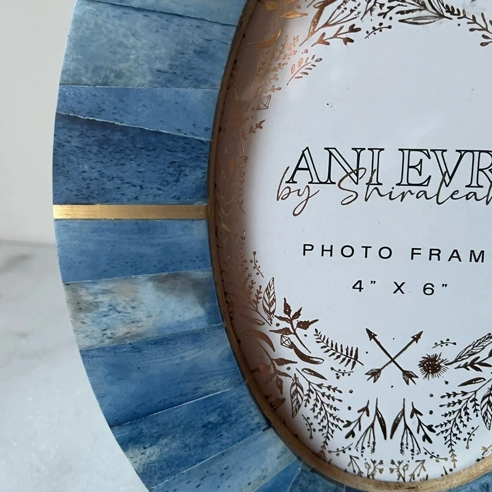 Oval 4x6 Picture Photo Frame - Carved Bone Blue gold